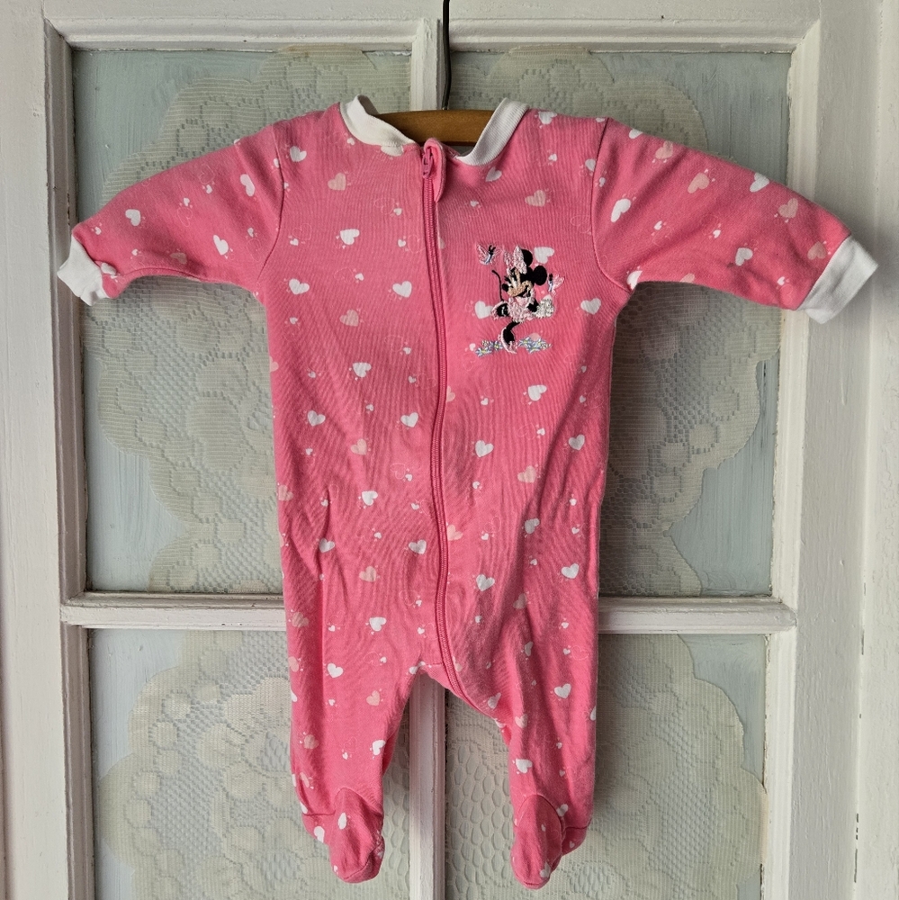 Disney Baby Pink Heart Footed Sleeper NB
